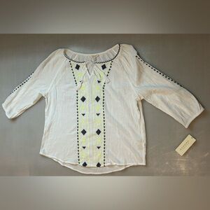 Sonoma Women's Long Sleeve with Aztec style print and tassel tie front size L